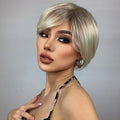 Perruque courte blonde mèche