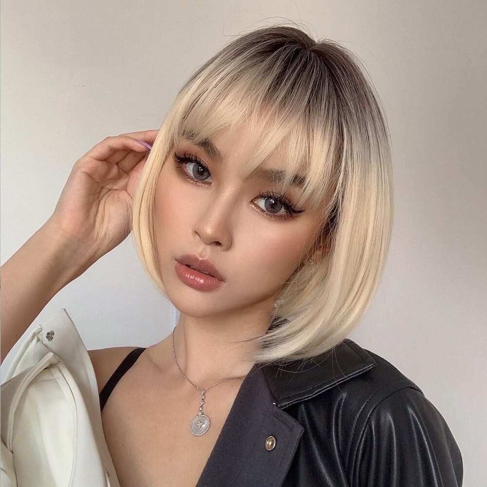 Perruque courte blonde naturelle