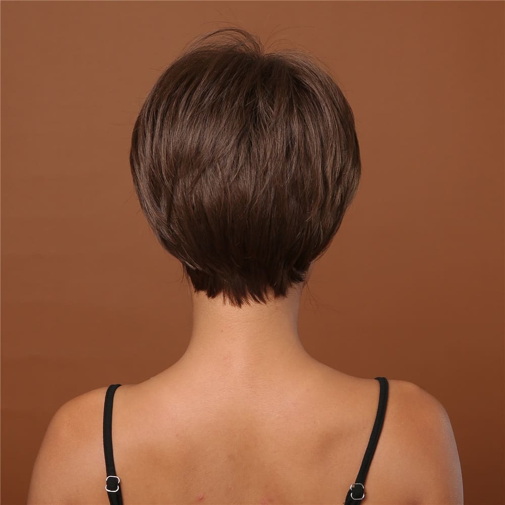 Perruque femme brune courte nuque