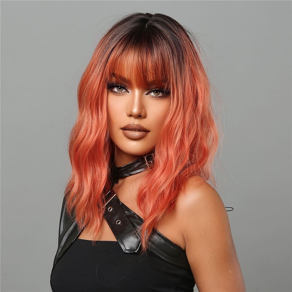 Perruque femme rousse cuivrée ondulation