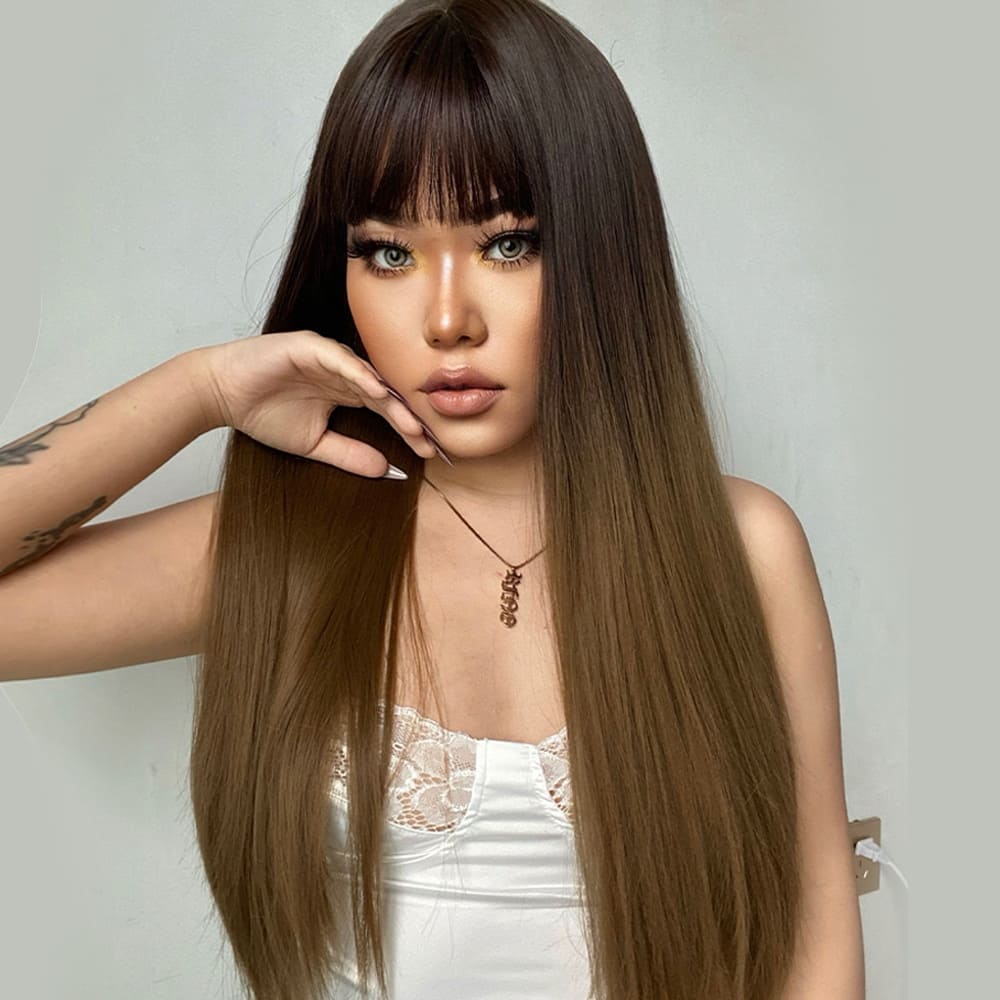 Perruque frange droite lisse