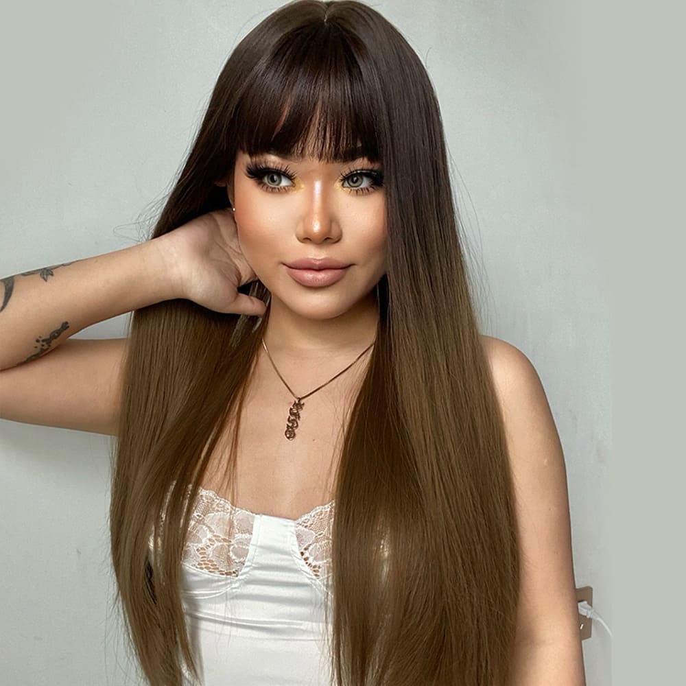 Perruque frange droite longue