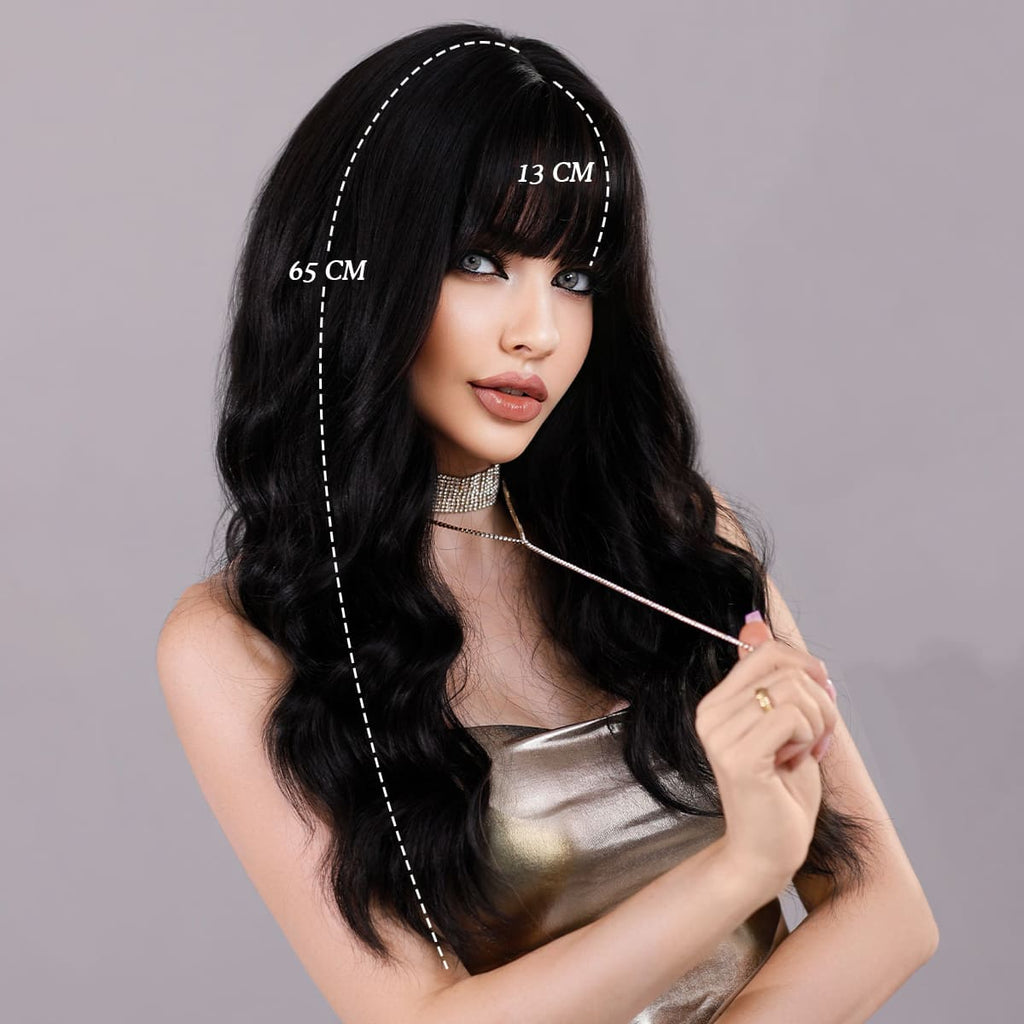 Perruque frange ondulée longueur