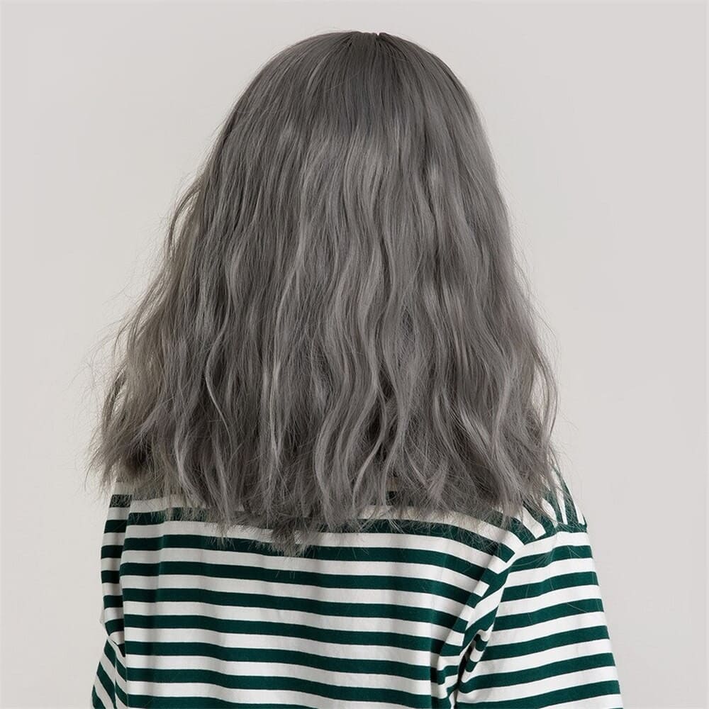 Perruque grise frange dos