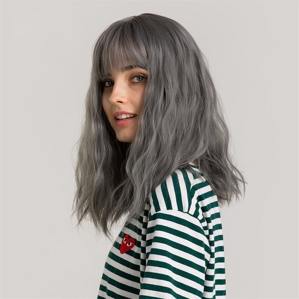 Perruque grise frange