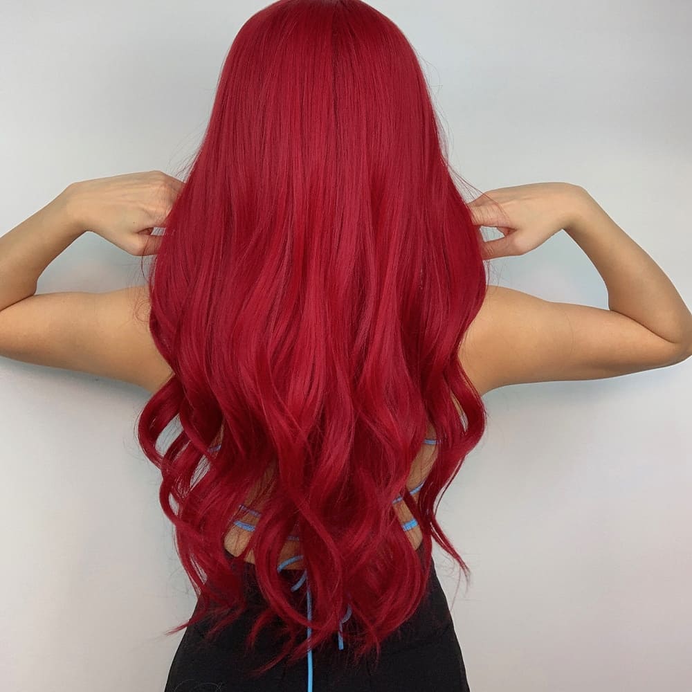 Perruque longue rouge foncé nuque