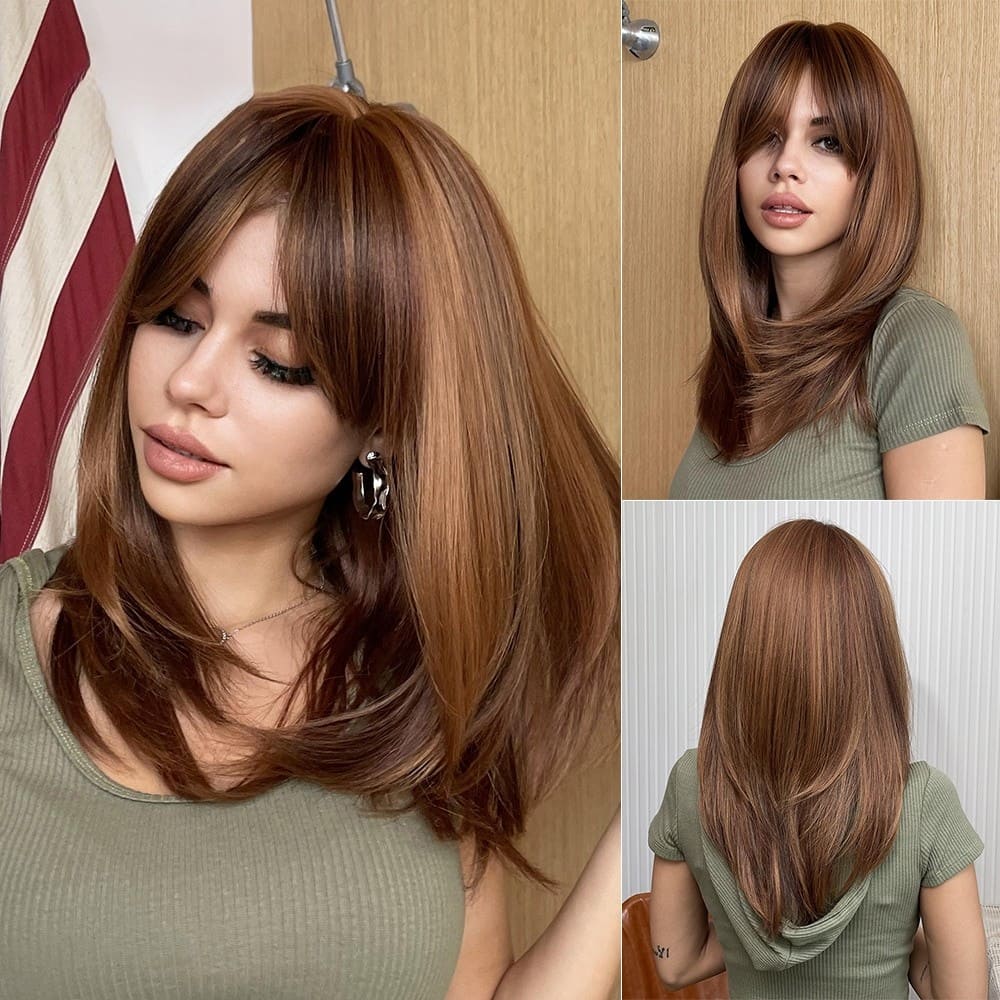 Perruque marron caramel femme
