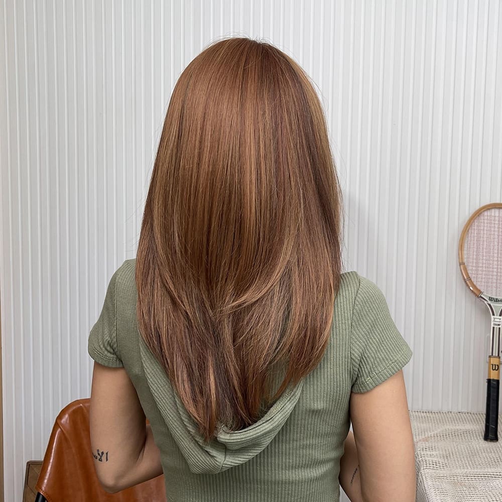 Perruque marron caramel longueur