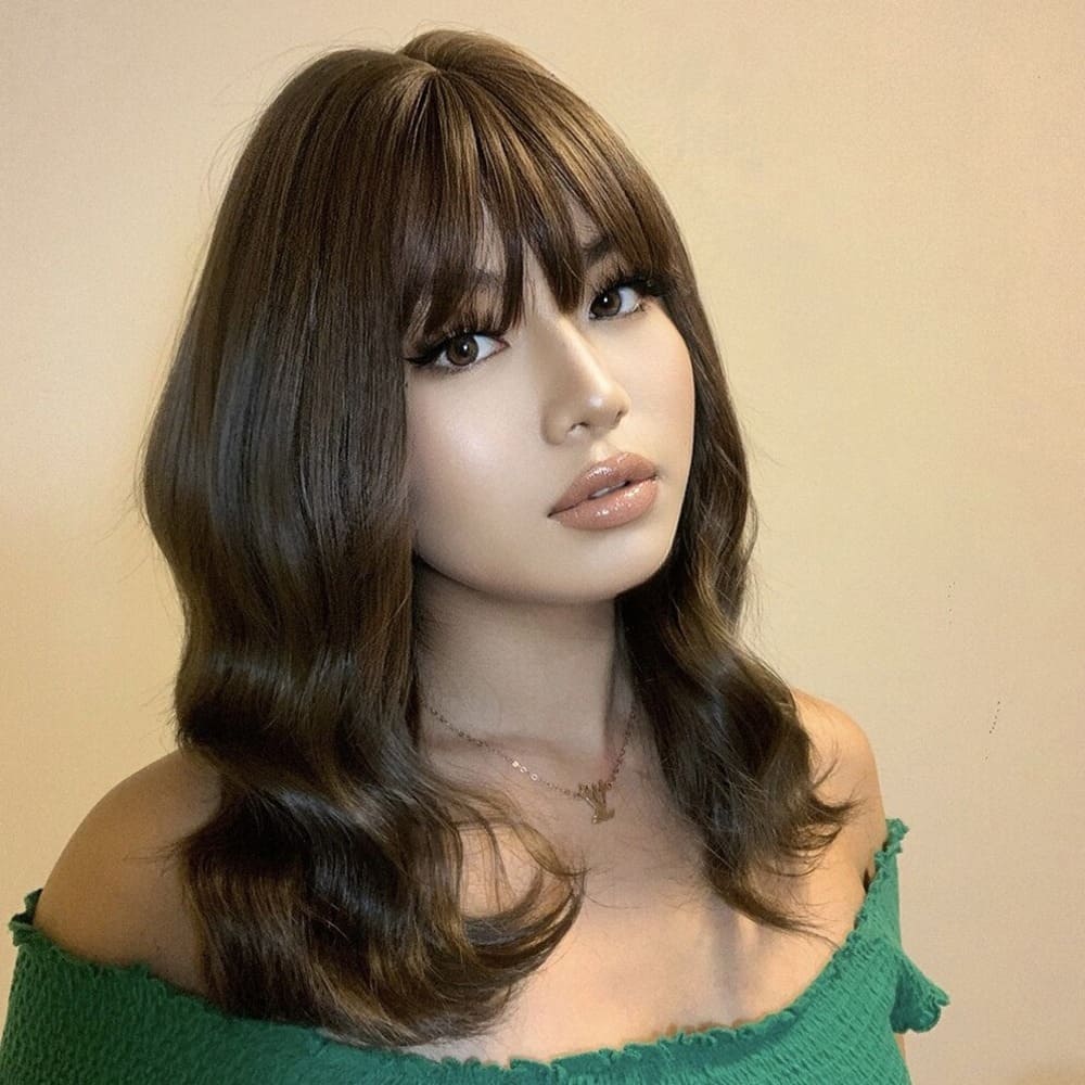 Perruque marron chocolat boucle