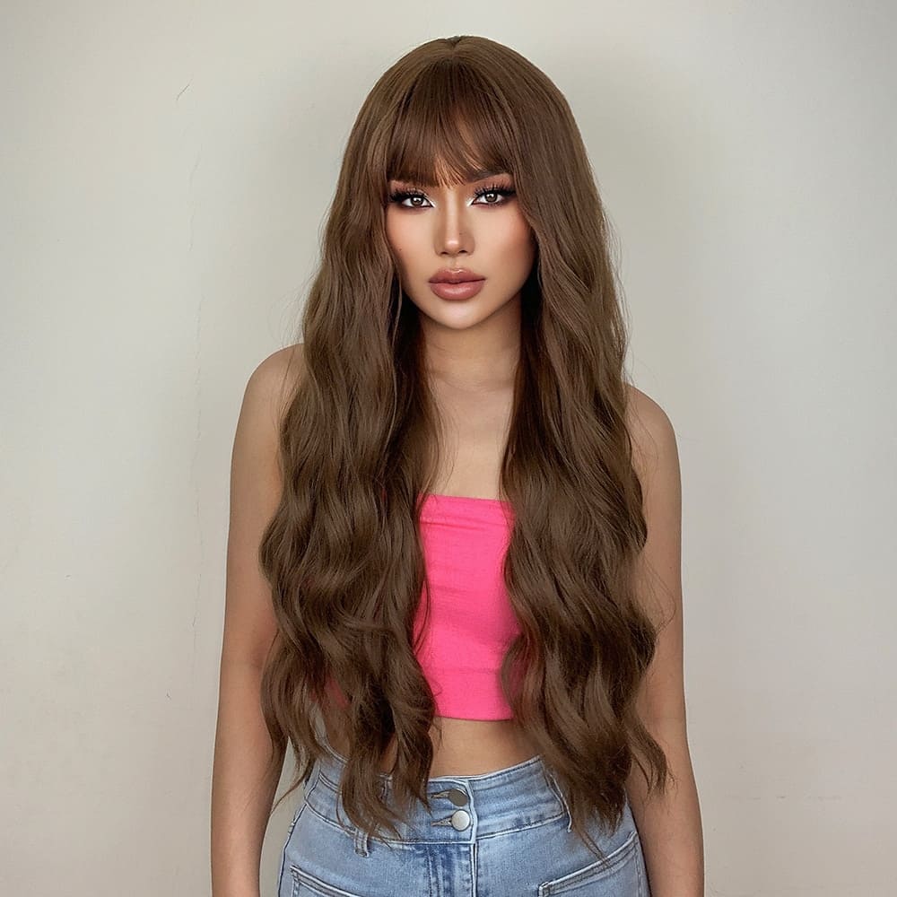 Perruque marron clair boucle