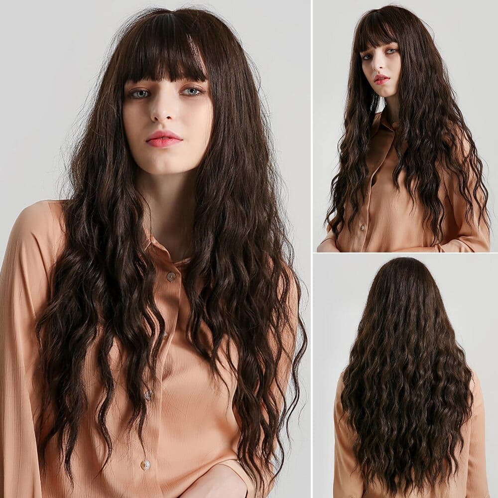 Perruque marron foncé dos