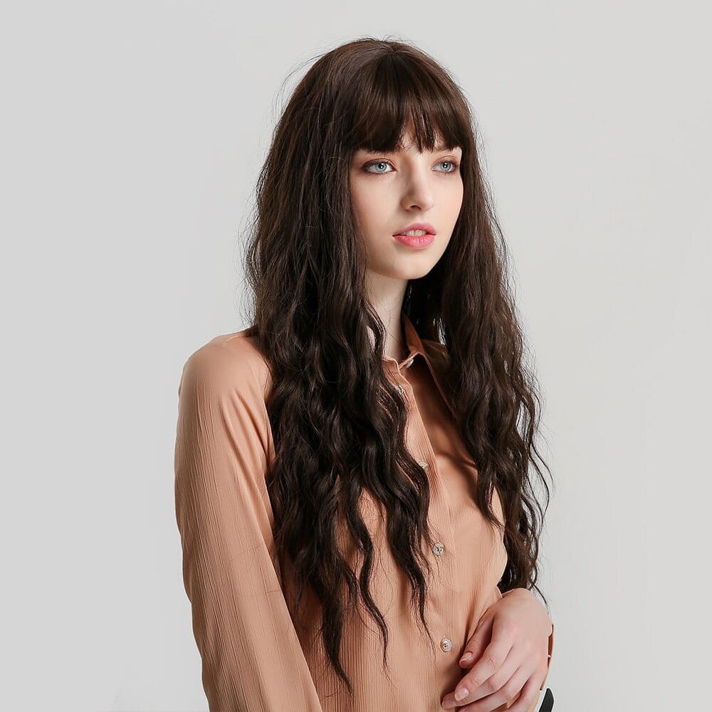 Perruque marron foncé longue