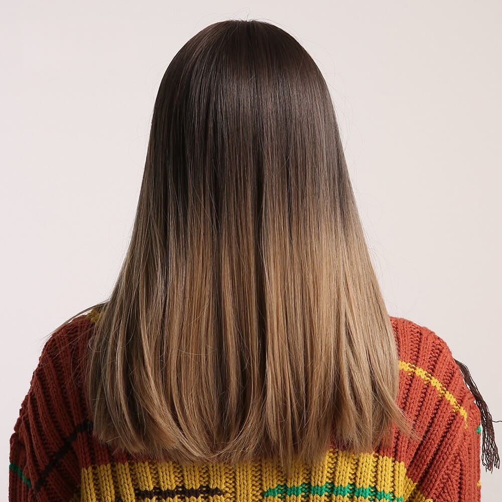 Perruque marron longue mi long