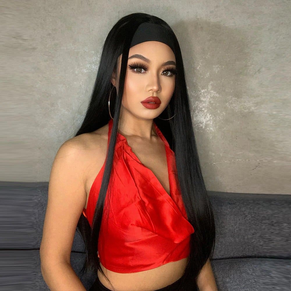 Perruque noire bandeau