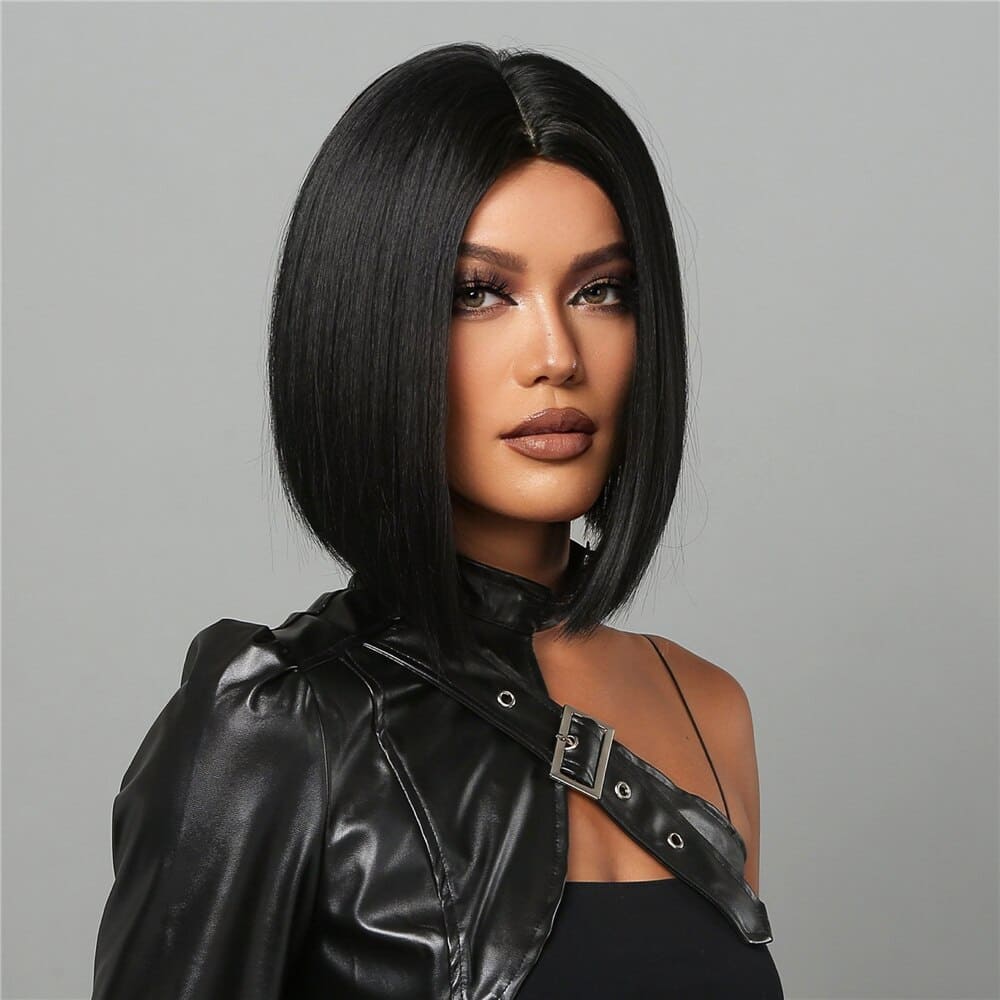Perruque noire carré sans frange