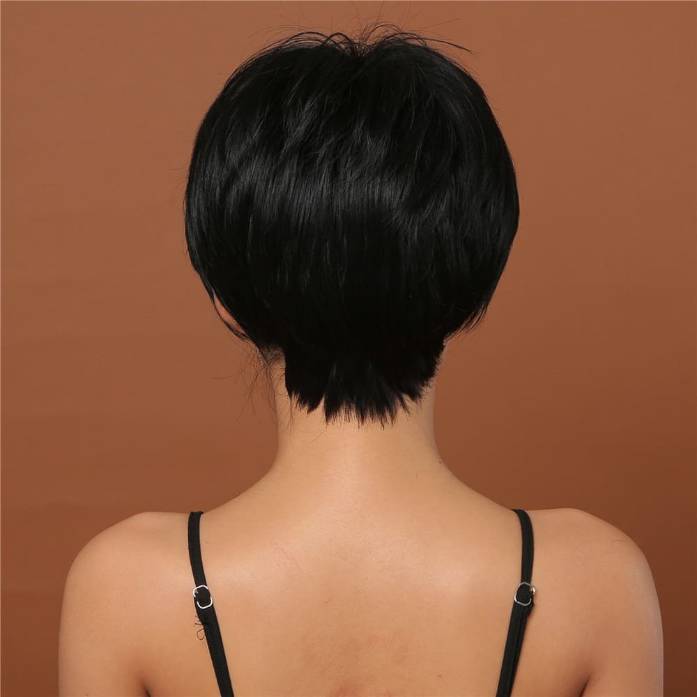 Perruque noire courte nuque