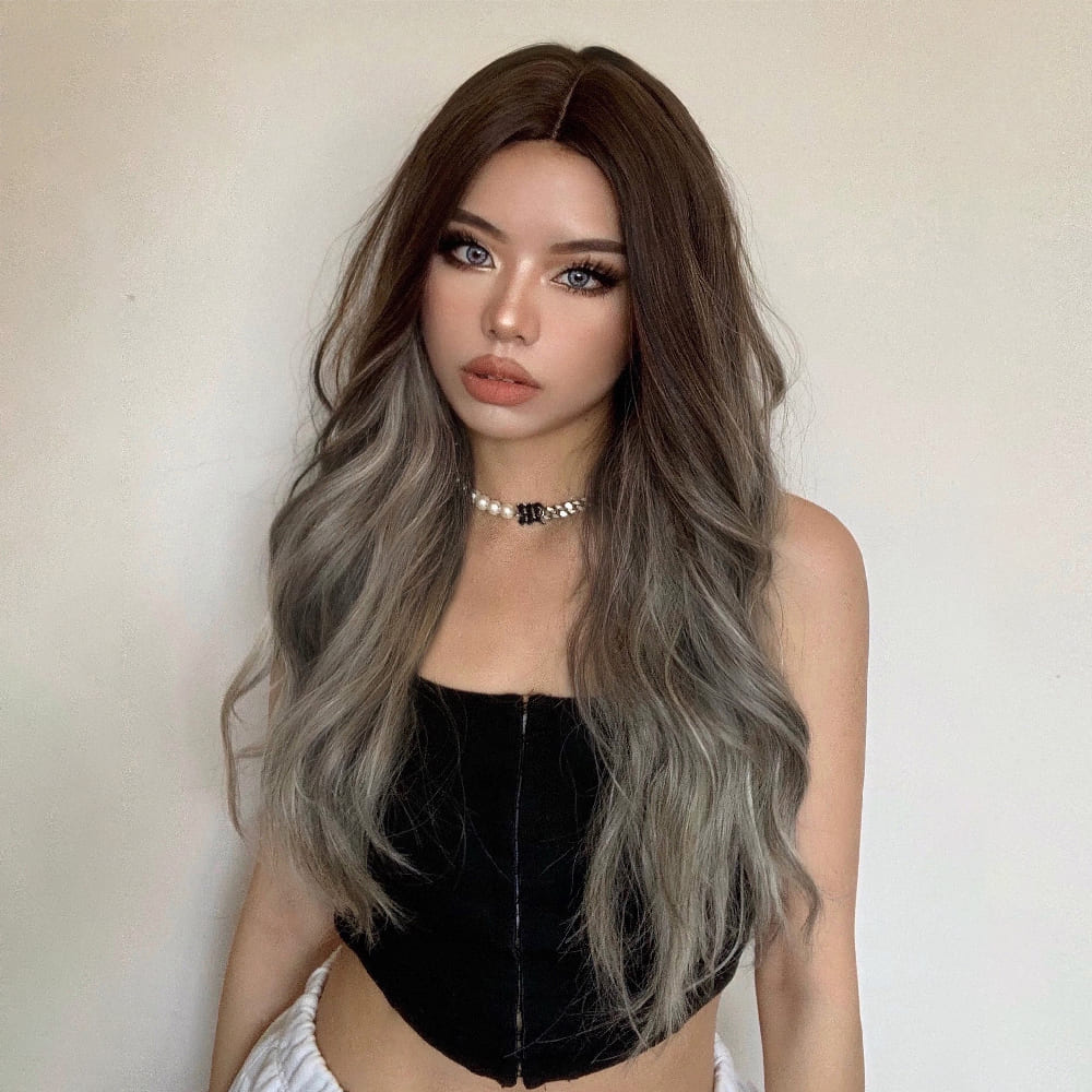 Perruque noire et grise