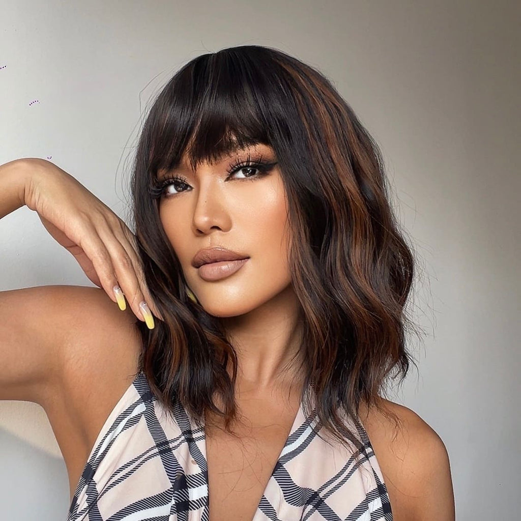 Perruque noire et marron femme