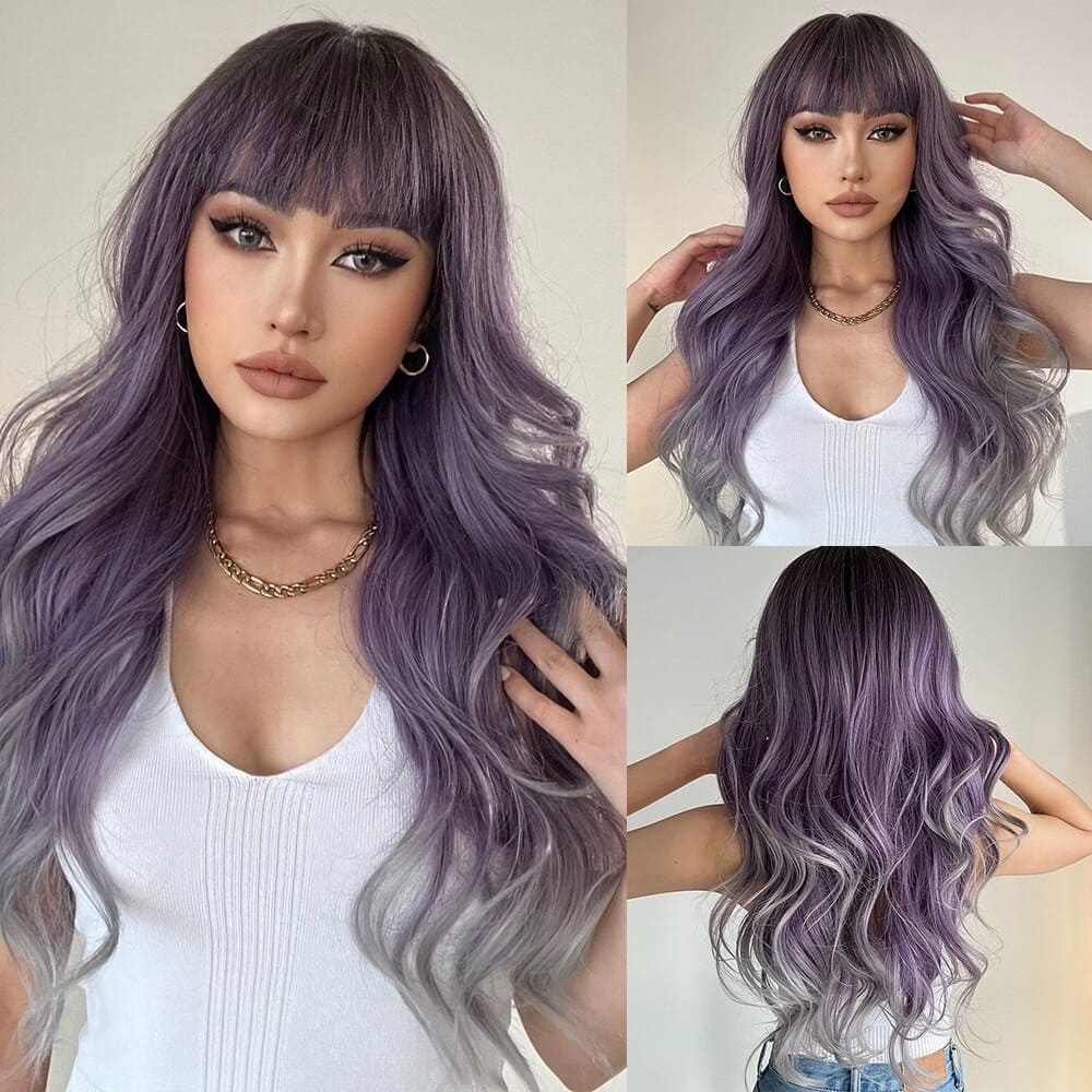 Perruque noire et violette indétectable