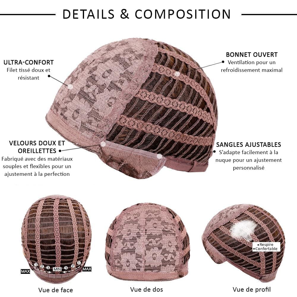 Perruque noire lisse femme bonnet