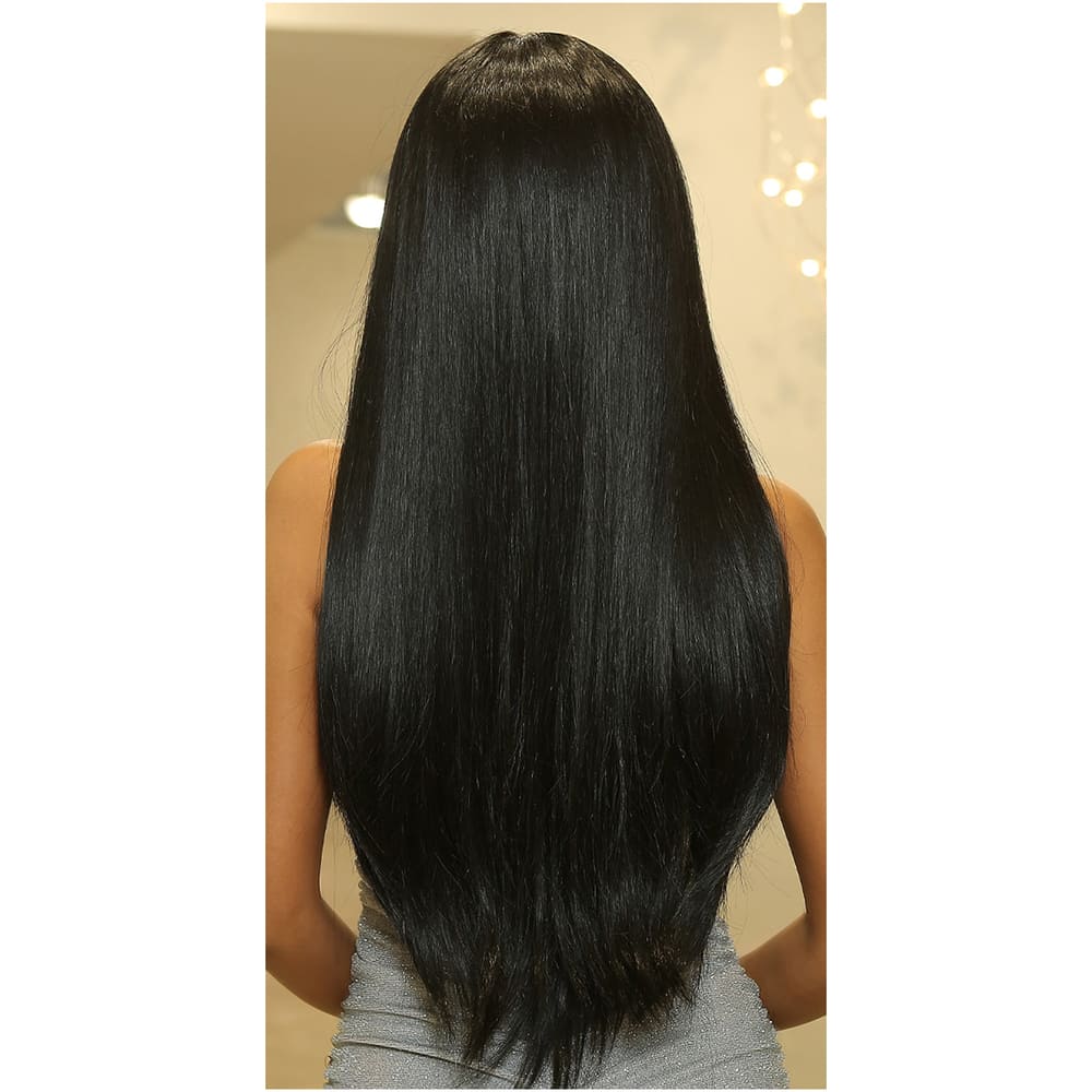 Perruque noire lisse femme nuque