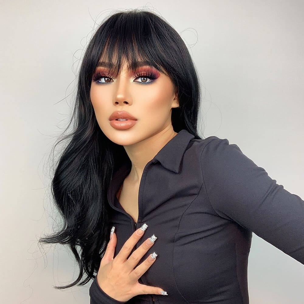 Perruque noire longue qualité