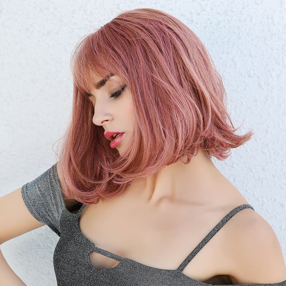 Perruque rose carré femme