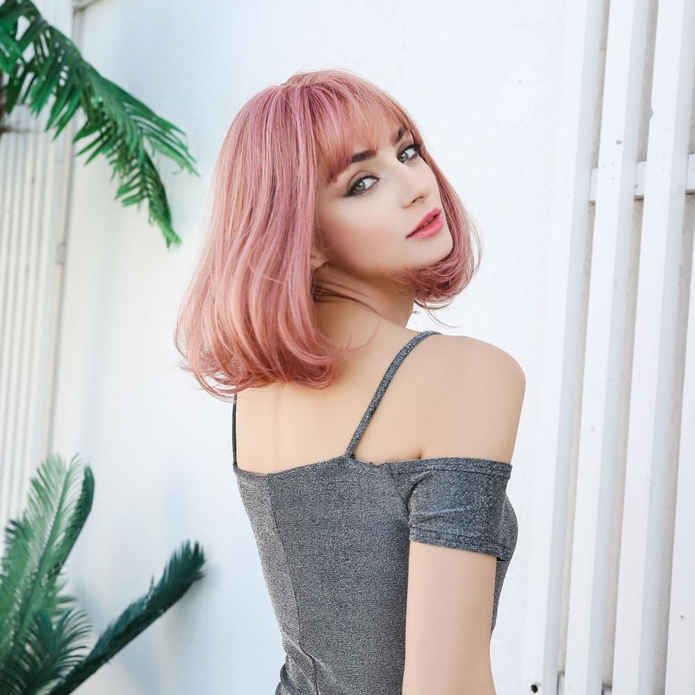 Perruque rose carré invisible