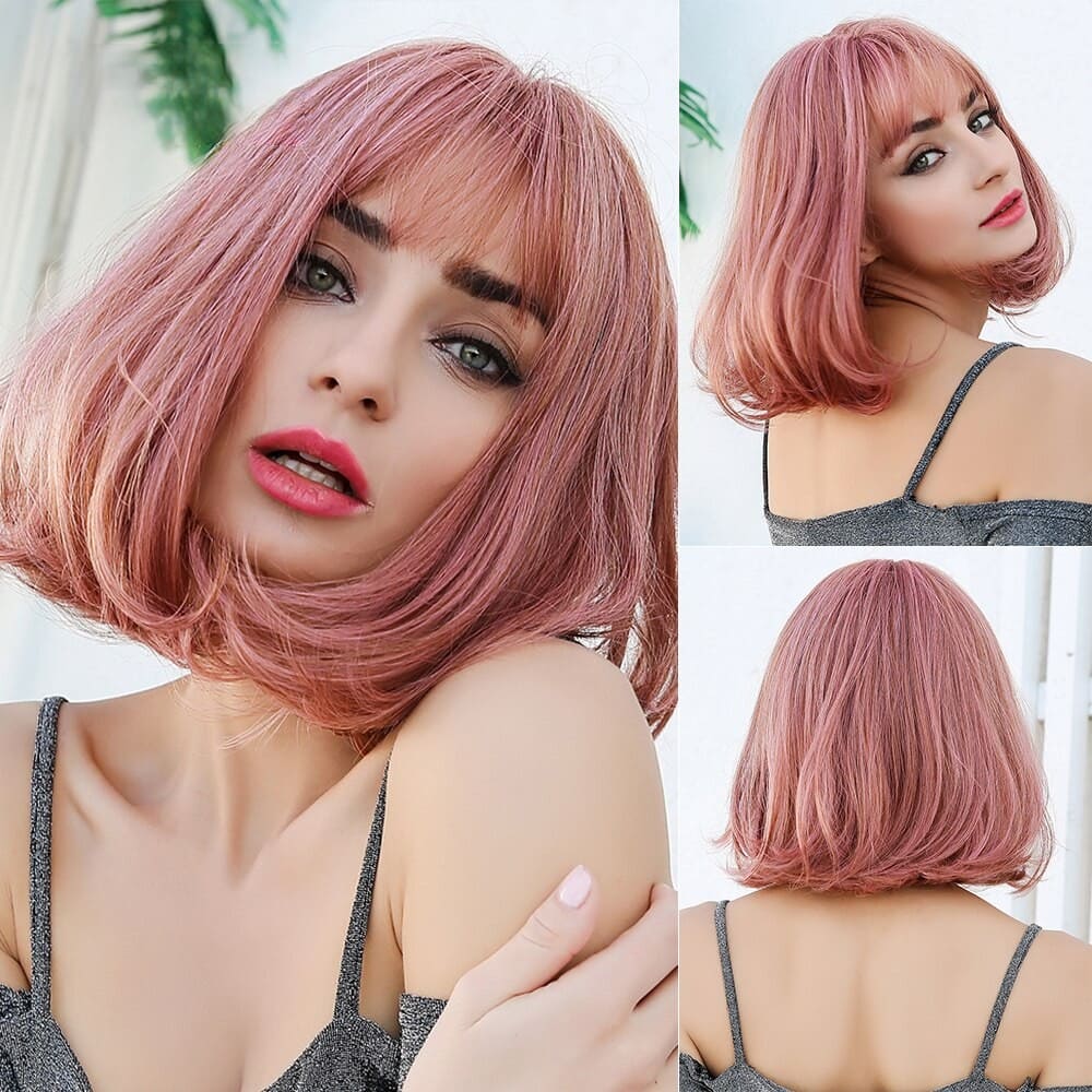 Perruque rose carré sexy