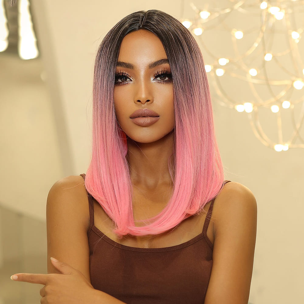 Perruque rose cheveux femme