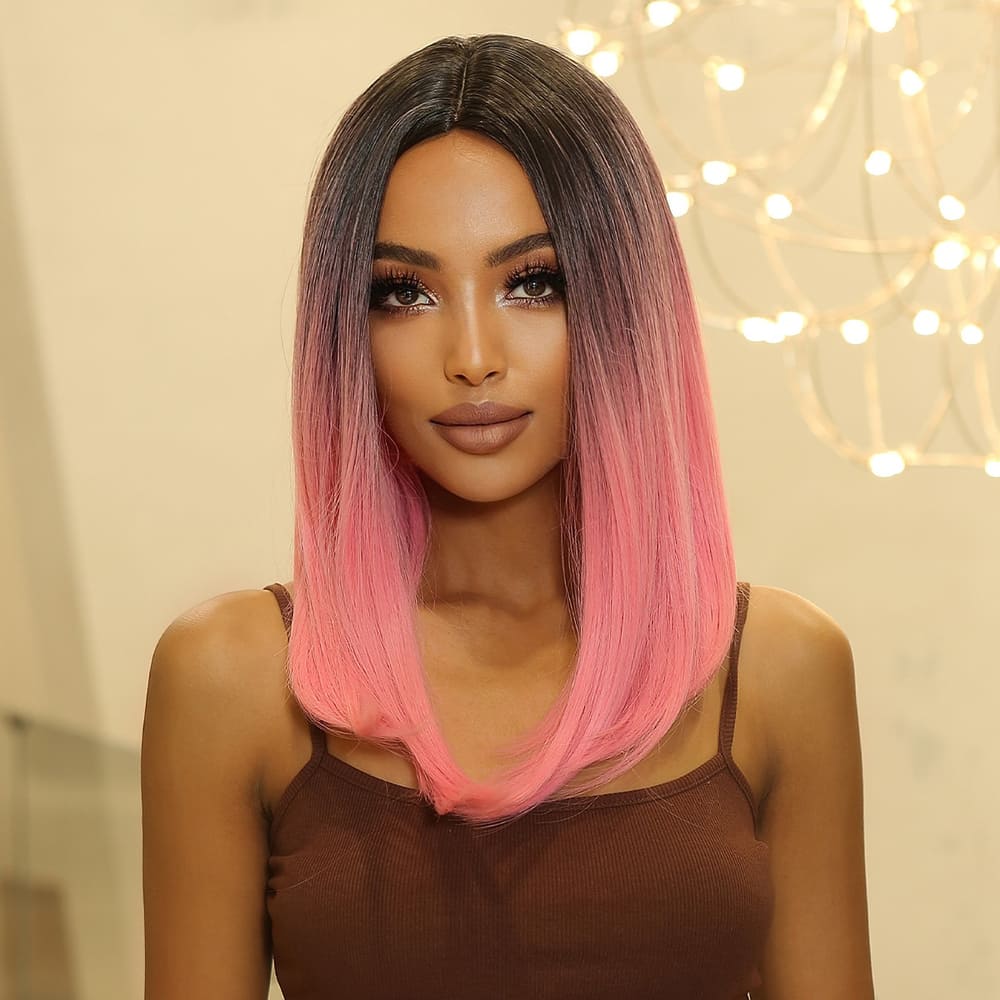 Perruque rose cheveux racines