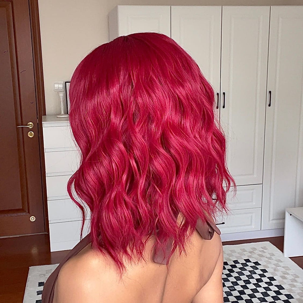 Perruque rose fuchsia nuque