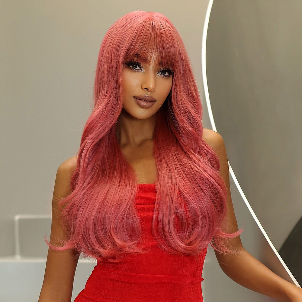 Perruque rose longue