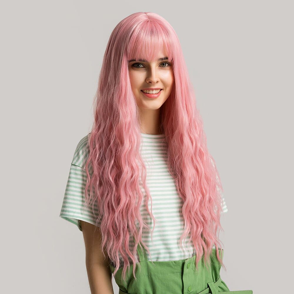 Perruque rose pastel femme