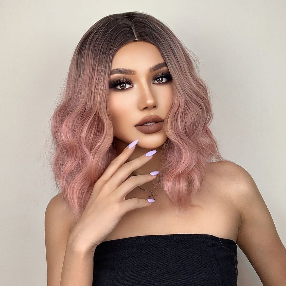 Perruque rose sans frange féminité