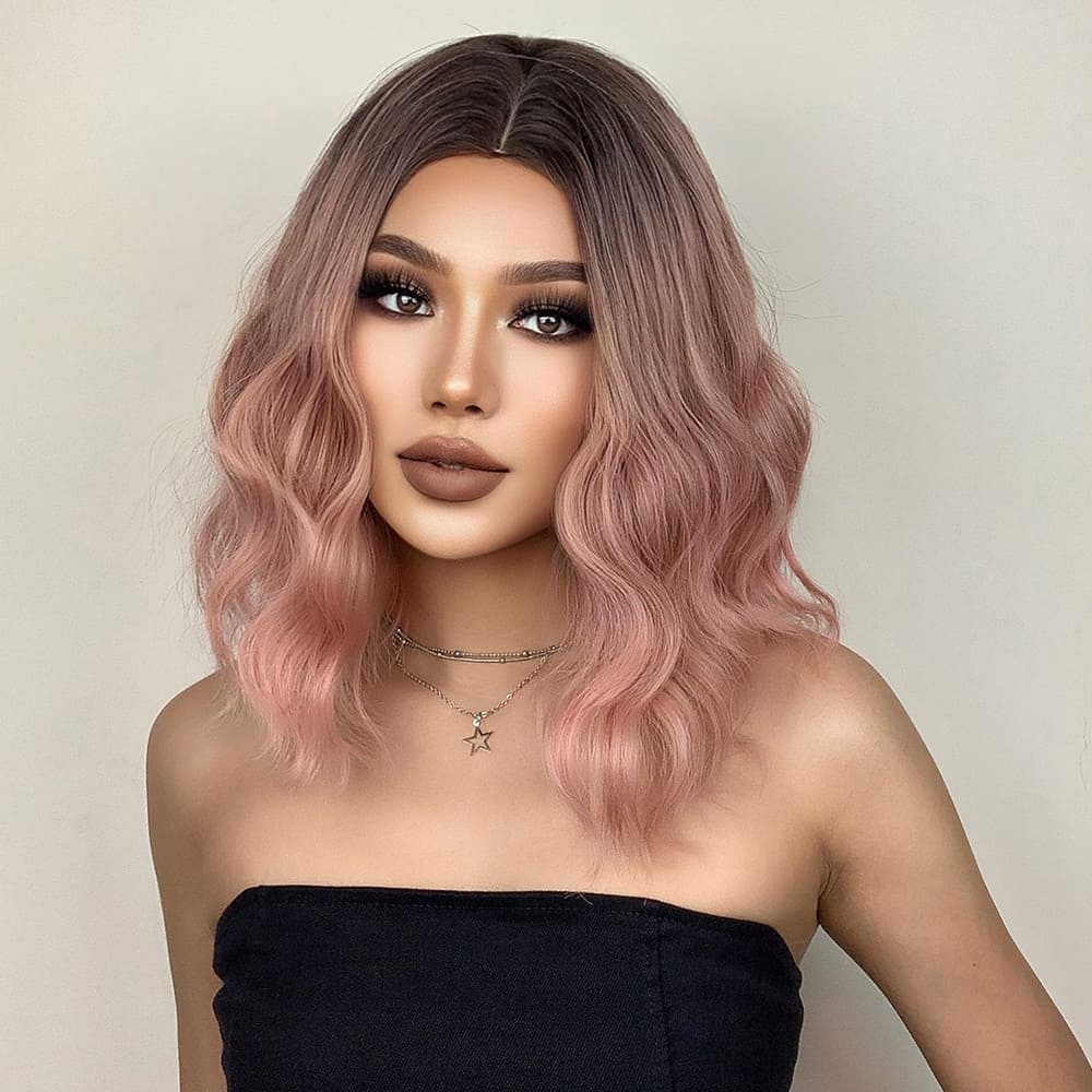 Perruque rose sans frange