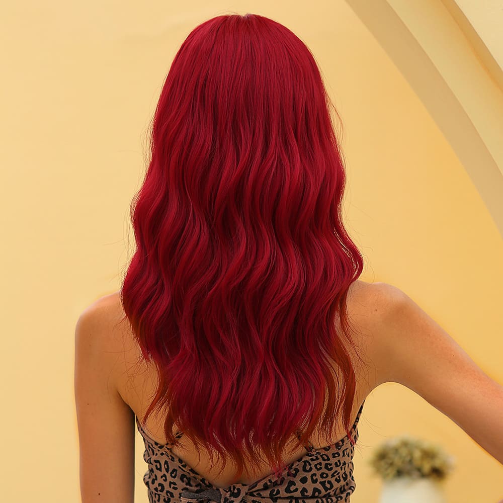 Perruque rouge cosplay nuque