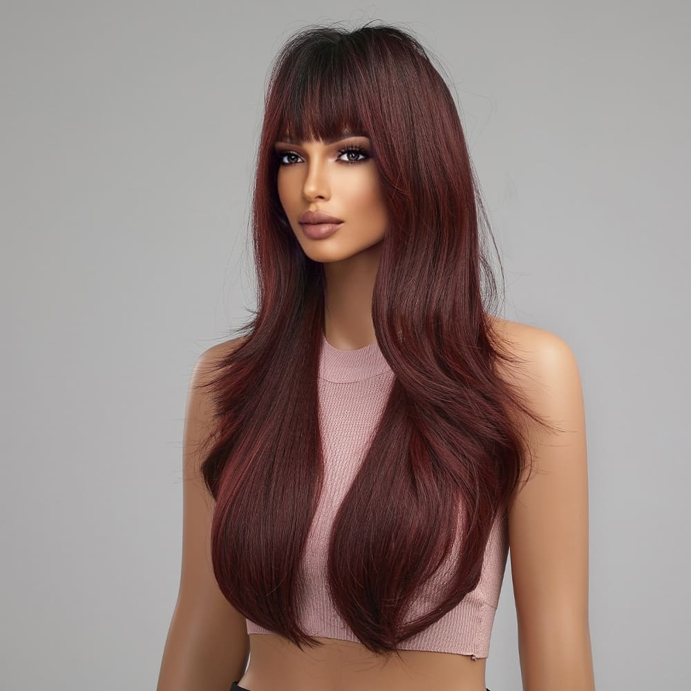 Perruque rouge foncé modèle