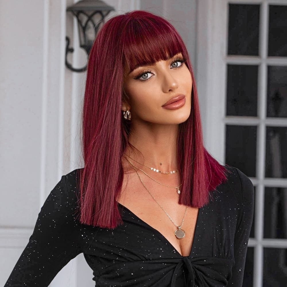 Perruque rouge frange sensationnel