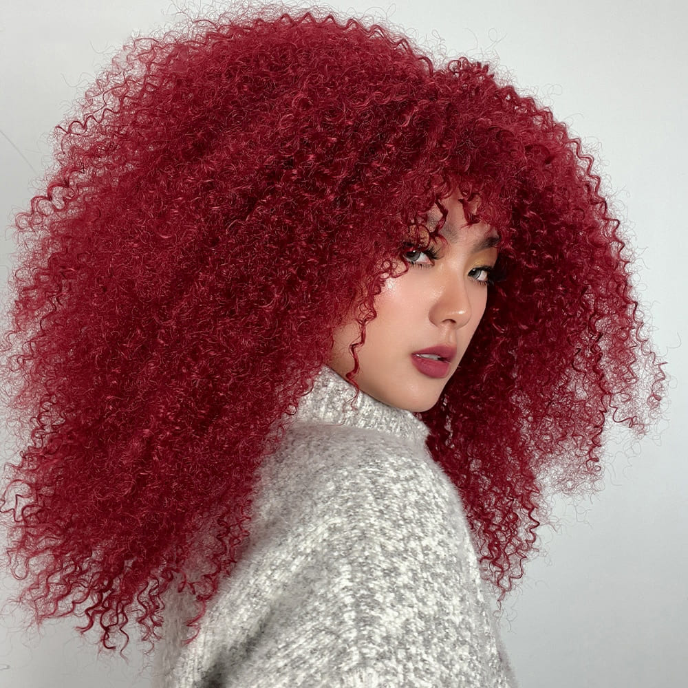 Perruque rouge frisée longue