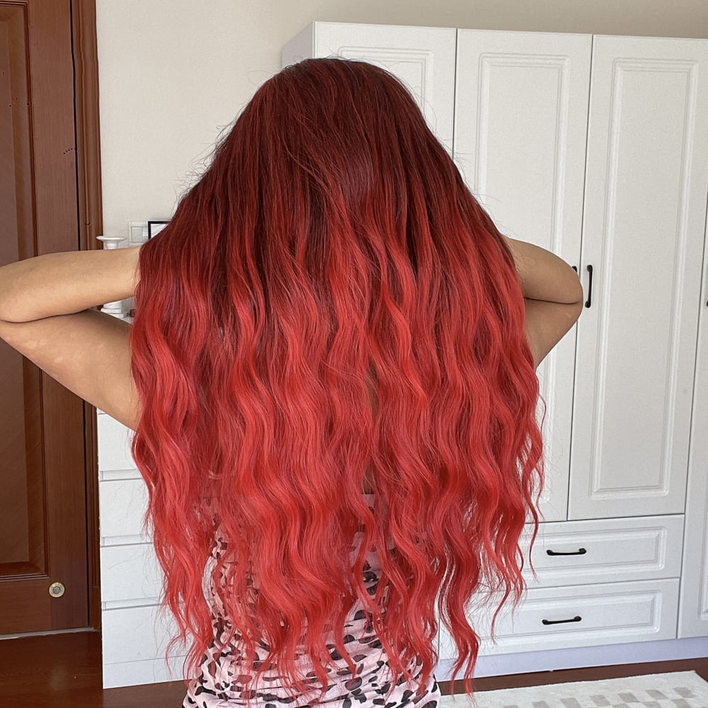Perruque rouge longue nuque