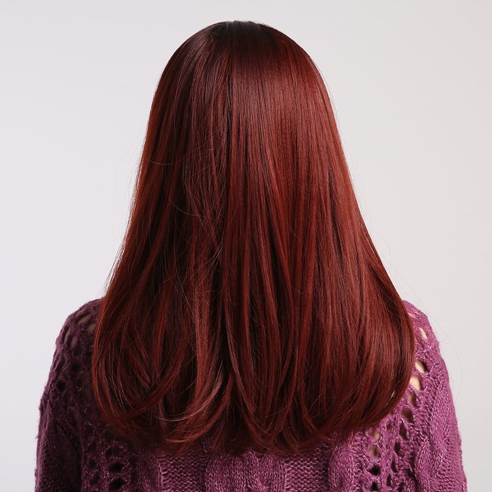 Perruque rouge vin nuque