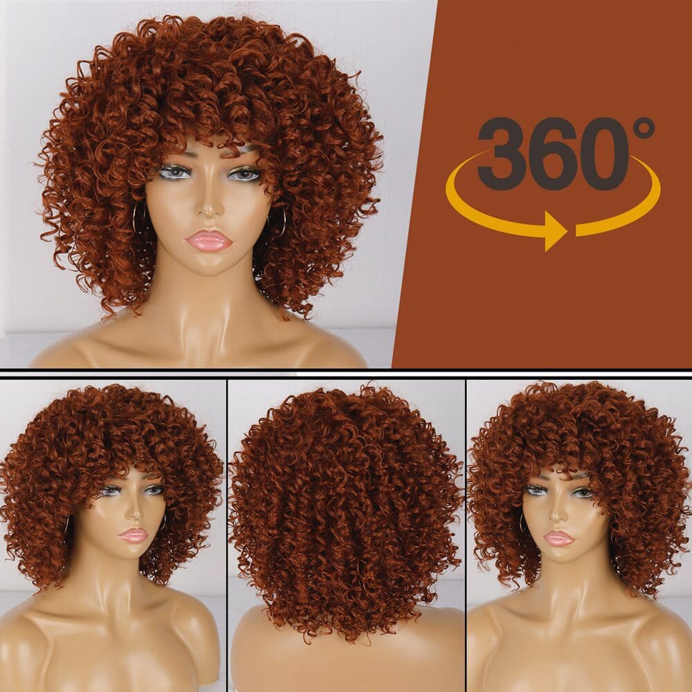 Perruque rousse bouclée courte modèle