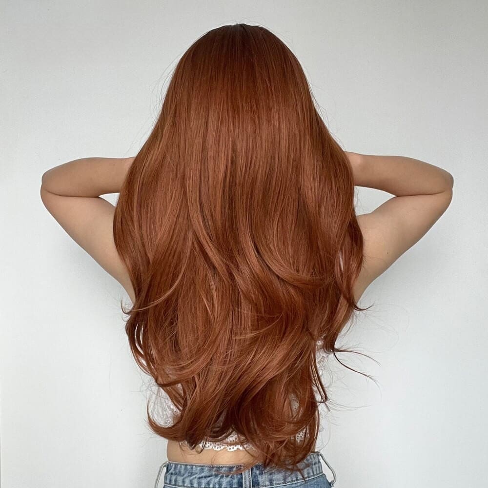 Perruque rousse femme dos