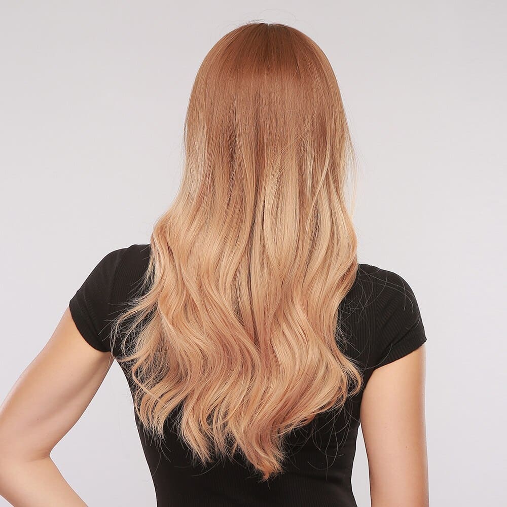 Perruque rousse femme frange dos