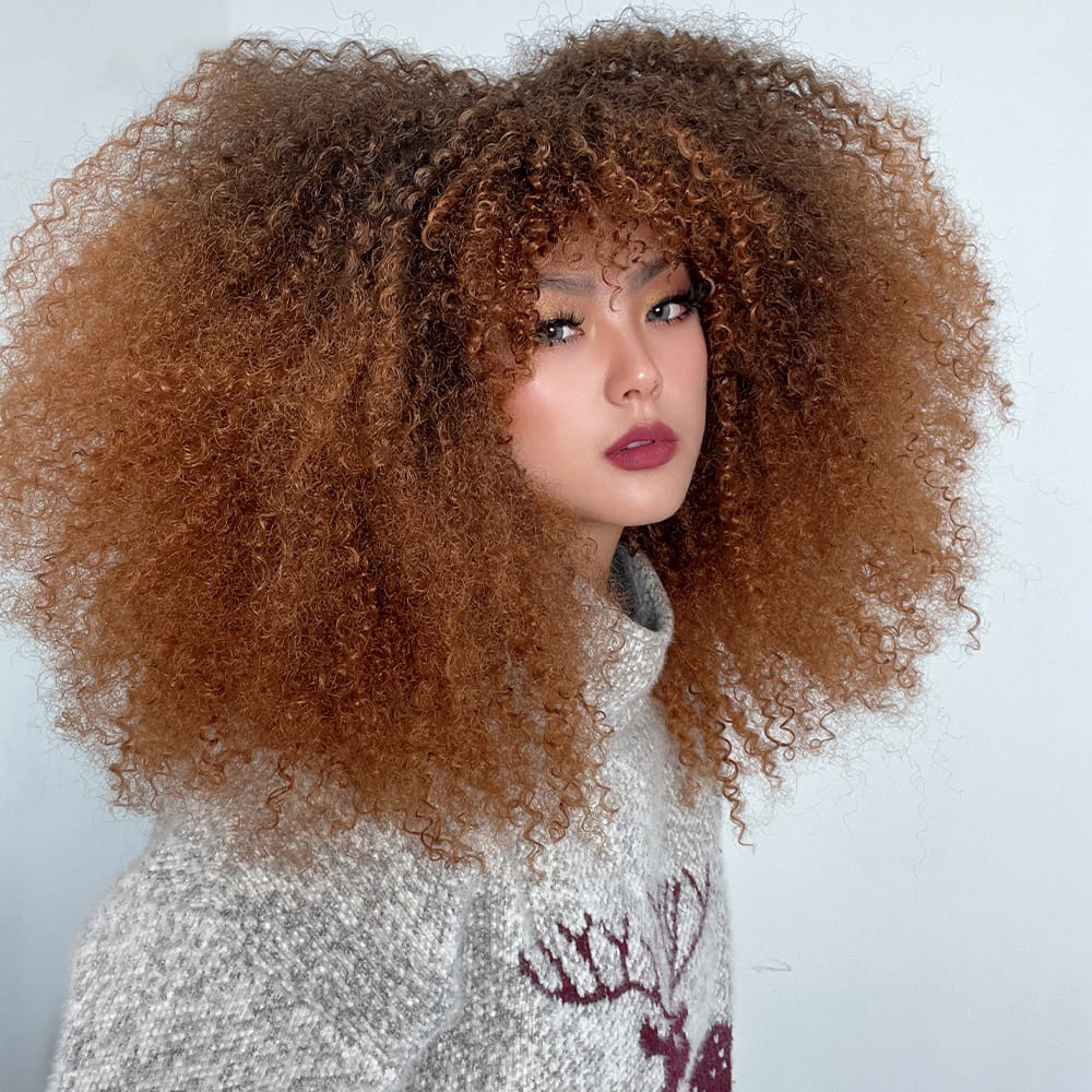 Perruque rousse frisée femme