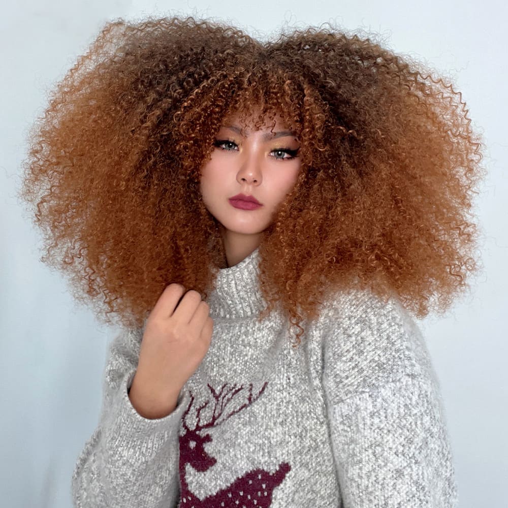 Perruque rousse frisée