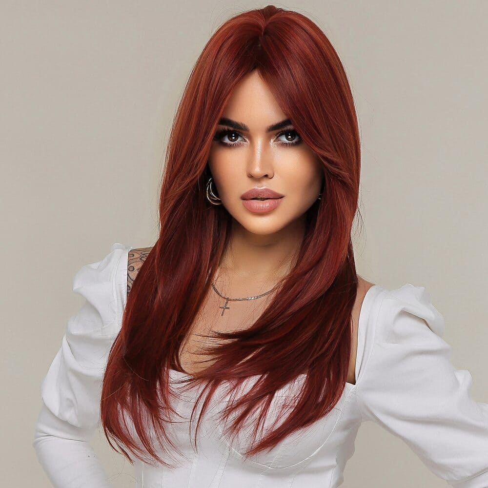 Perruque rousse lisse pointes