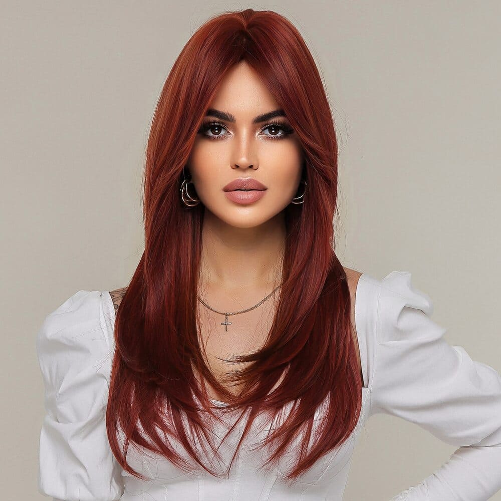 Perruque rousse lisse