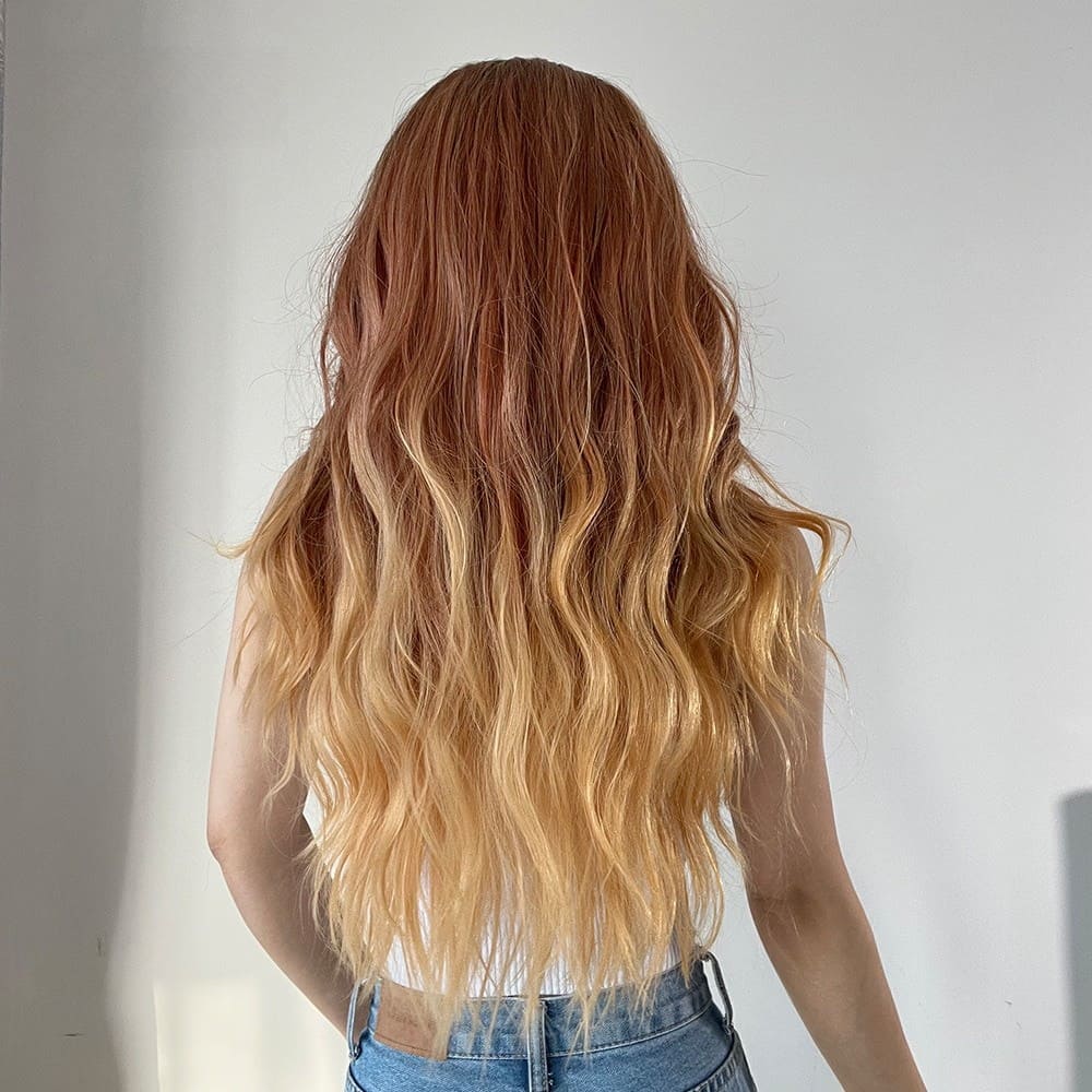 Perruque rousse longue dos